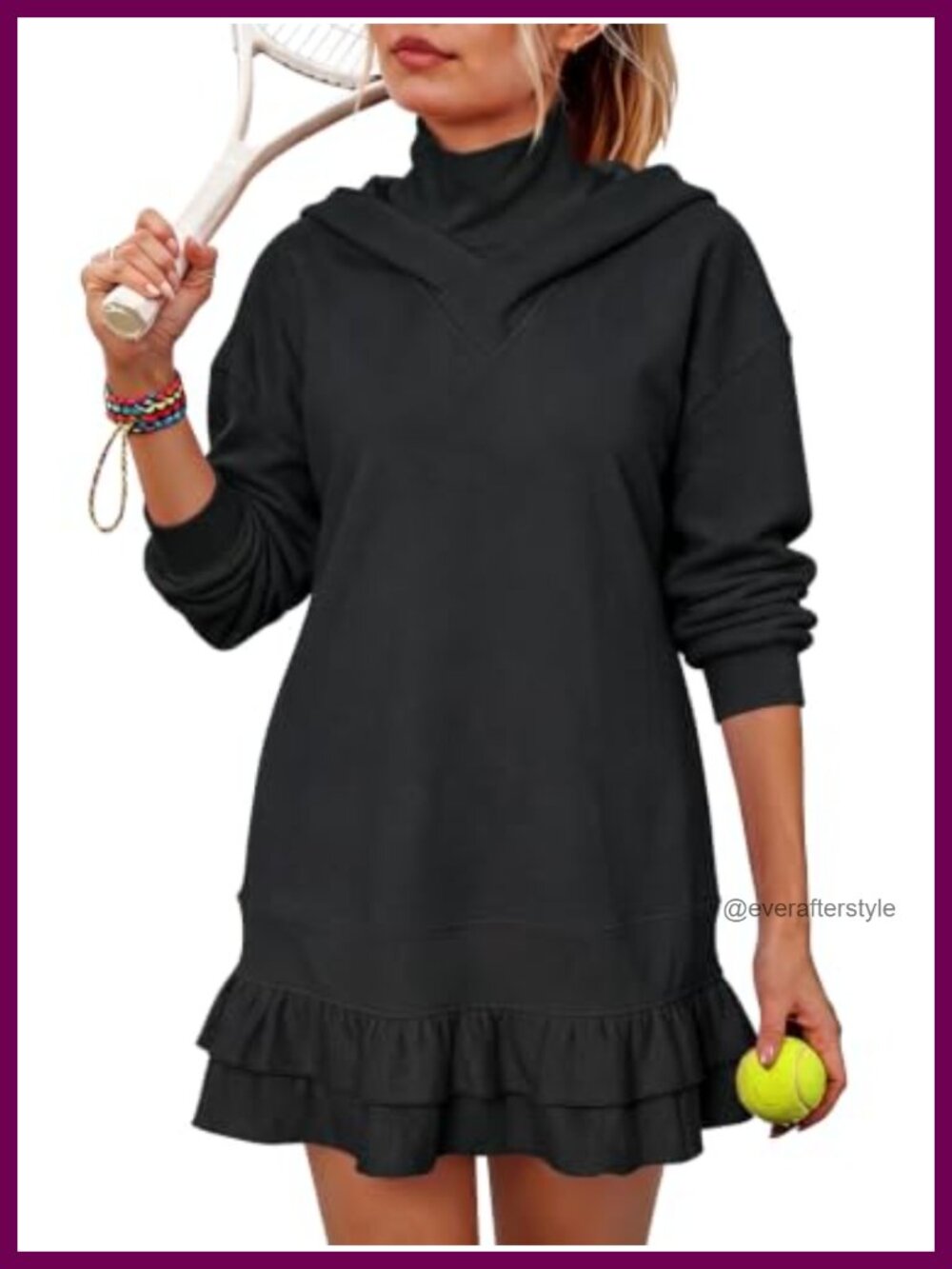 Oversized Hooded Sweatshirt Dress Turtleneck Mini Pullover